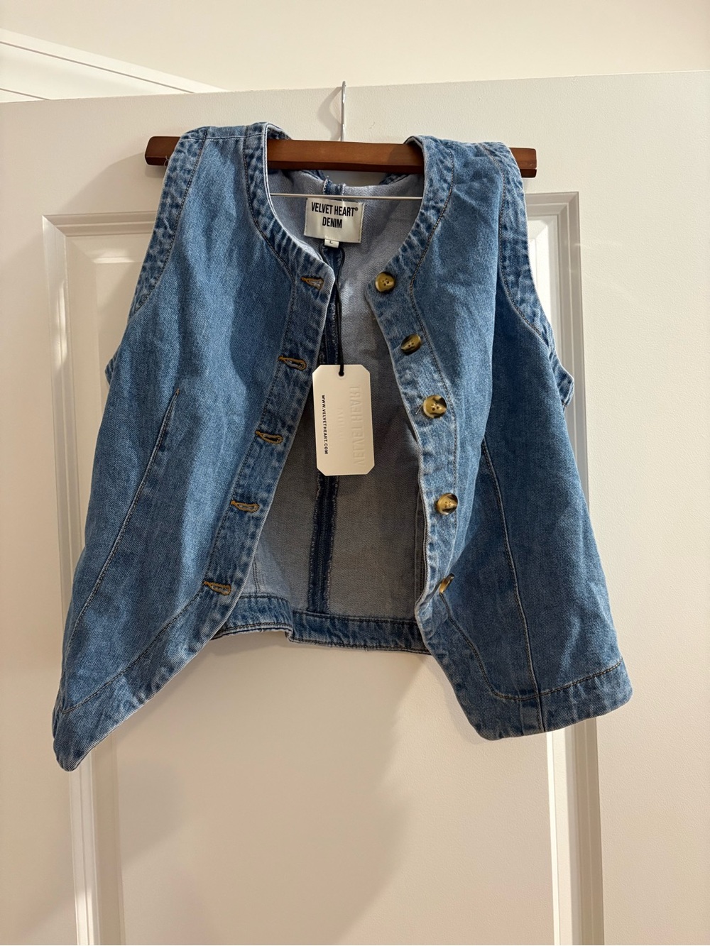 Velvet Heart Blue Denim Button-Front Vest